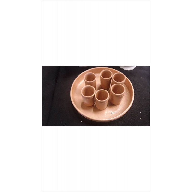 PLATEAU + 6 VERRES TERRE