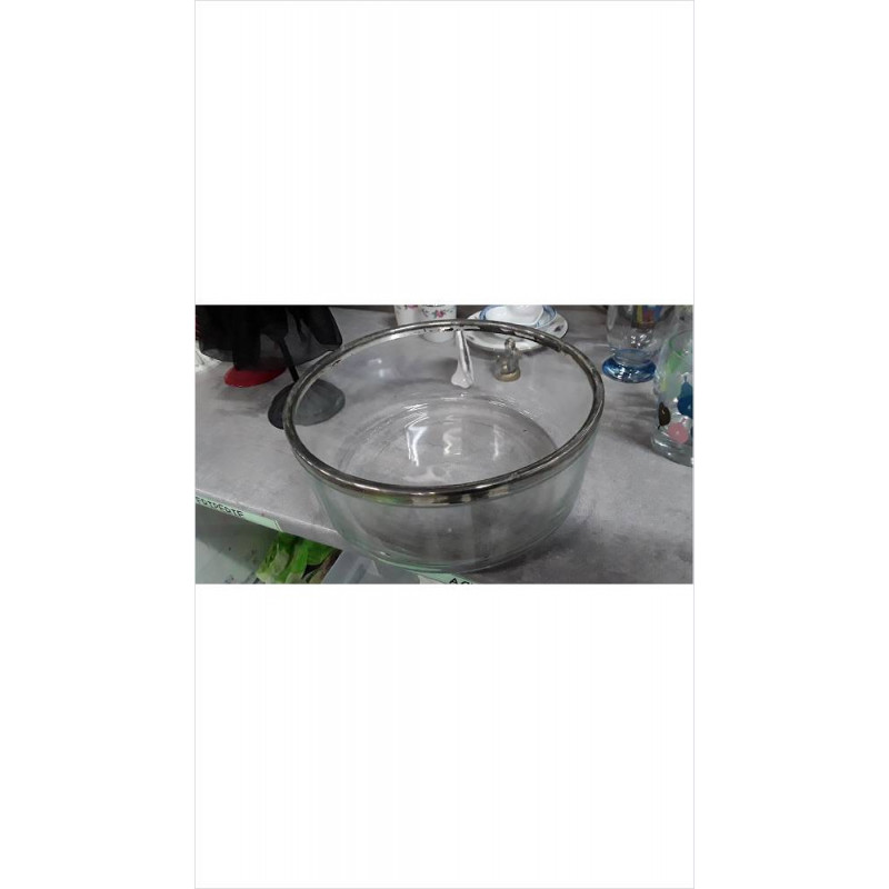 PLAT CREUX VERRE / MÉTAL ARGENTÉ 