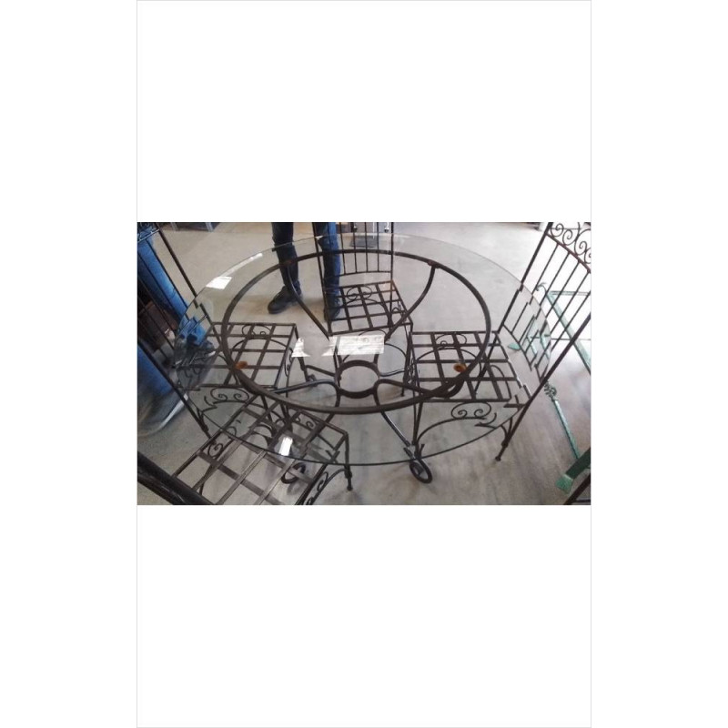 TABLE RONDE FER VERRE DIAM 120CM