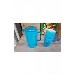 PICHET PLASTIQUE BLEU + 4...
