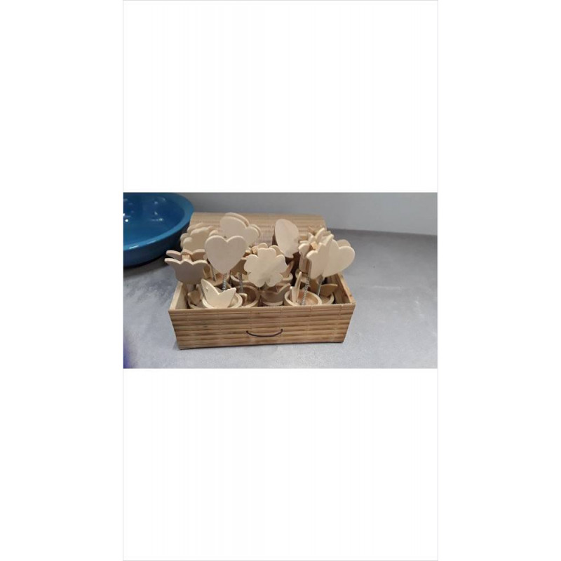 PORTE PHOTOS BOIS+BOITE BAMBOU 