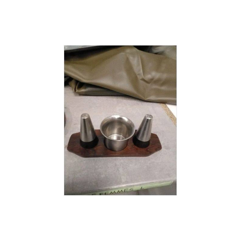SERVICE A CONDIMENTS INOX ET BOIS 