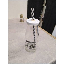 BOUTEILLE VERRE + PAILLE 