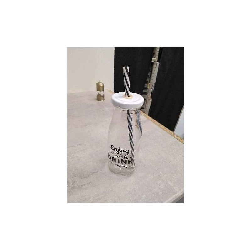 BOUTEILLE VERRE + PAILLE 