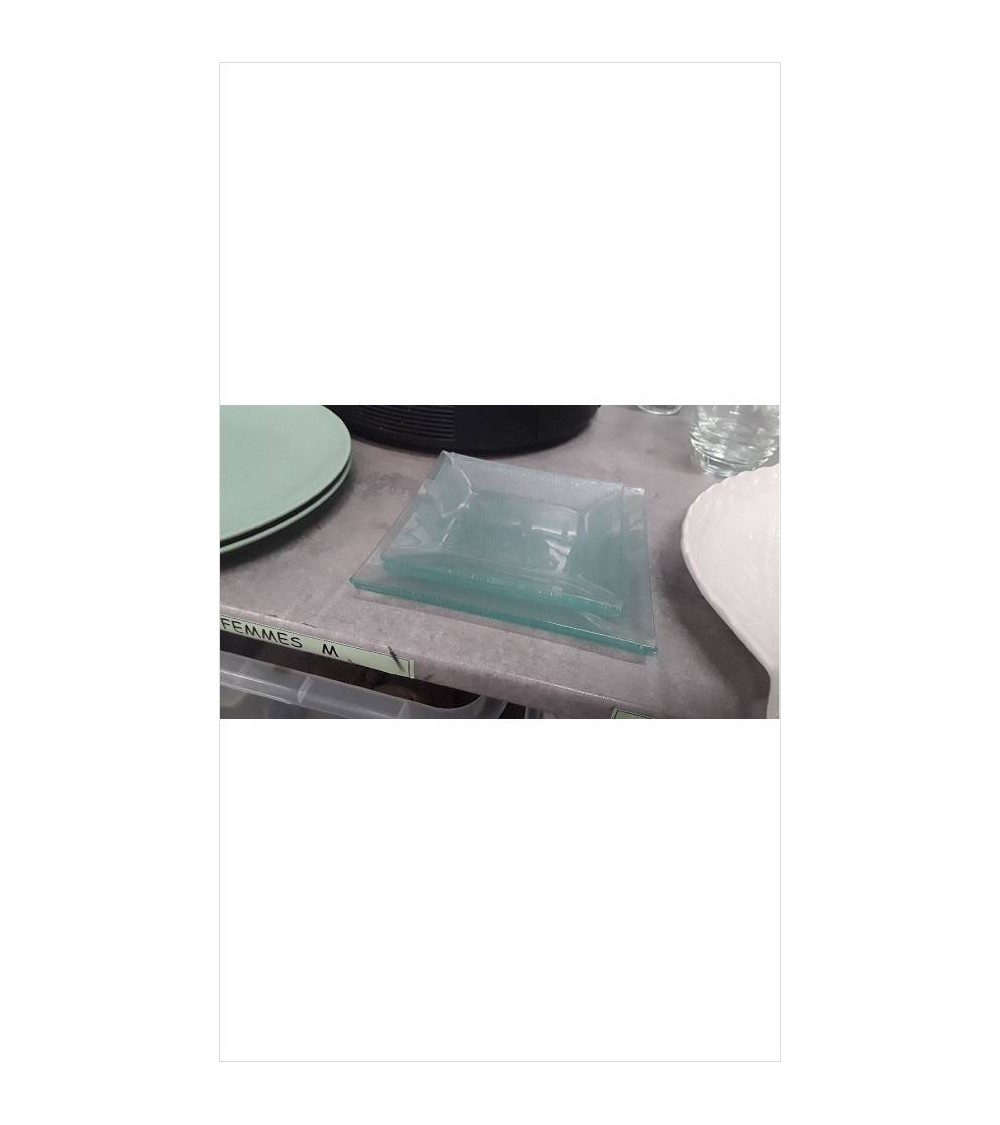 ASSIETTES VERRE CARREES X4 