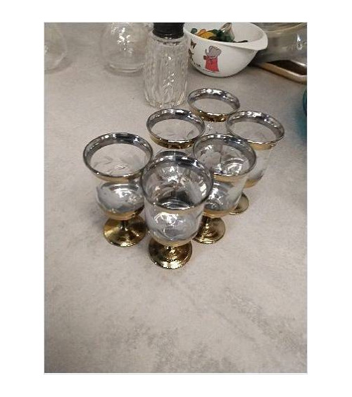 VERRES LIQUEUR DORES X6 