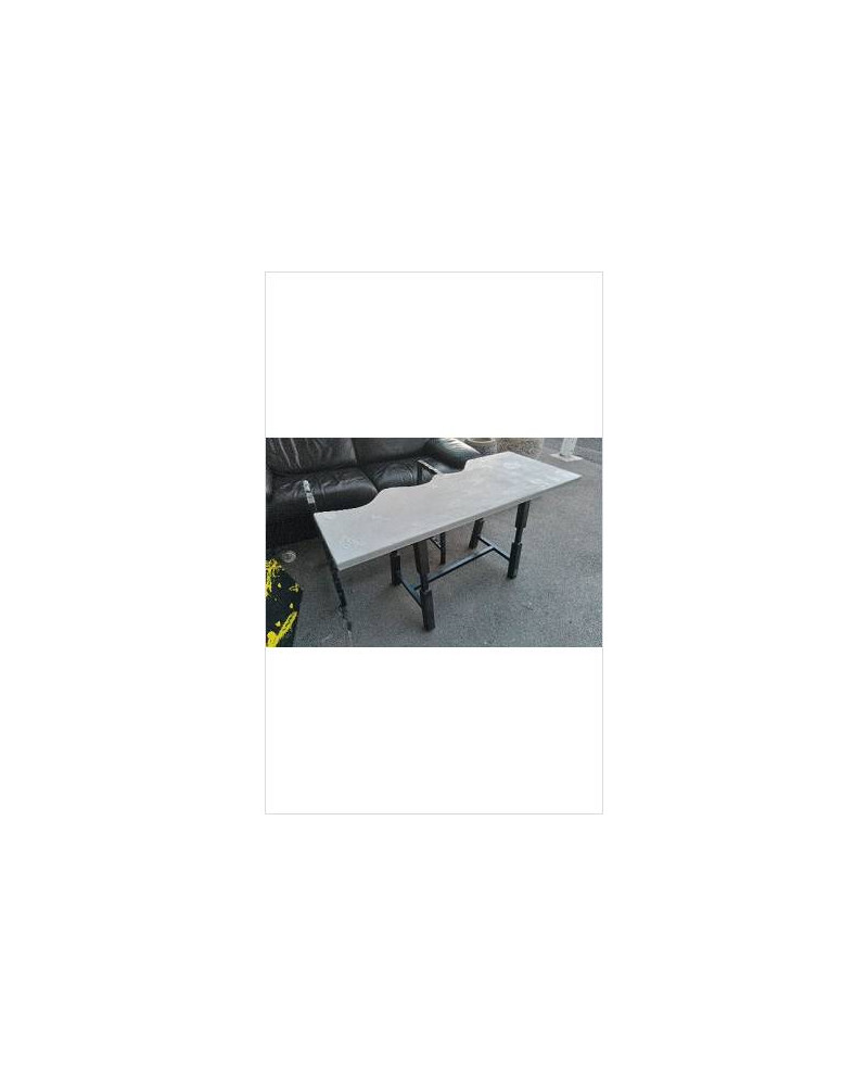 TABLE/ BUREAU PIED MÉTAL- PLATEAU VAGUE