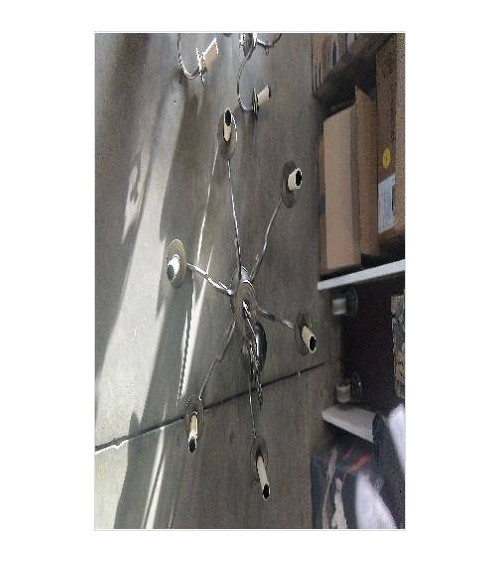 LUMINAIRE 6 BRANCHES ETAIN 