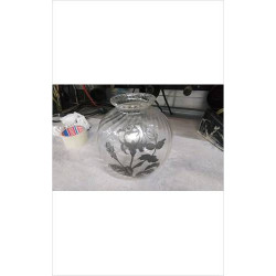 VASE VERRE ET ETAIN 