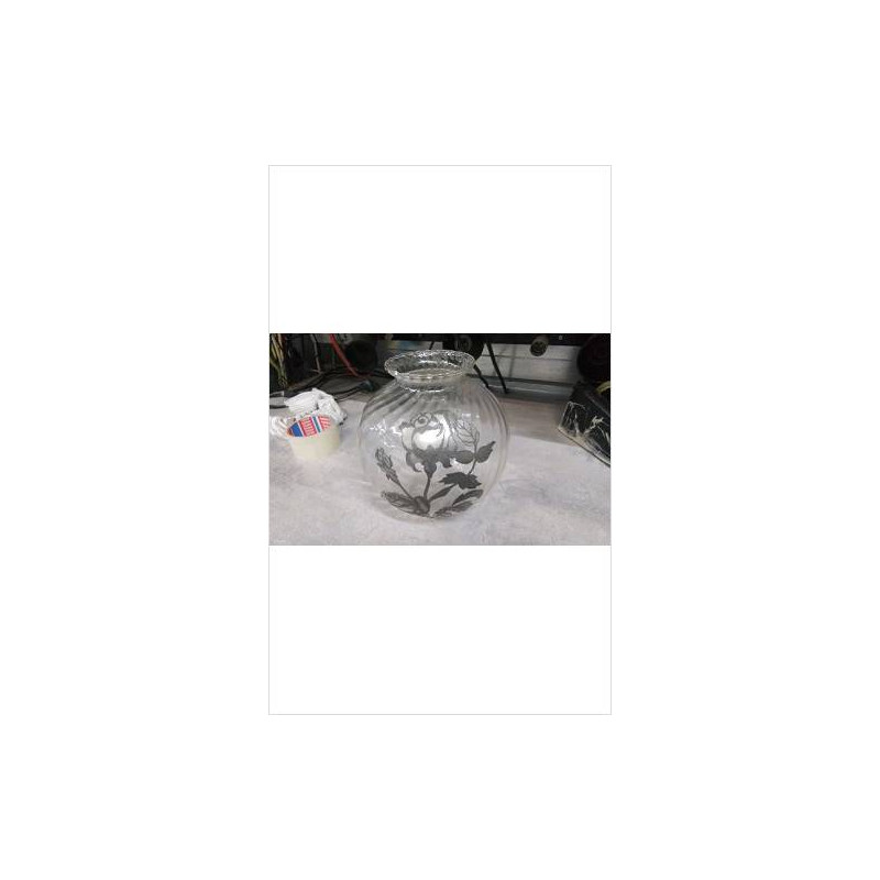 VASE VERRE ET ETAIN 