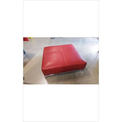 POUF CARRE CUIR - ROUGE  (...