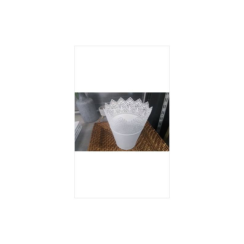 CACHE POT METAL BLANC 