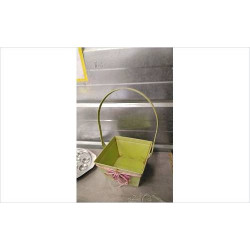 CACHE POT - PANIER METAL VERT