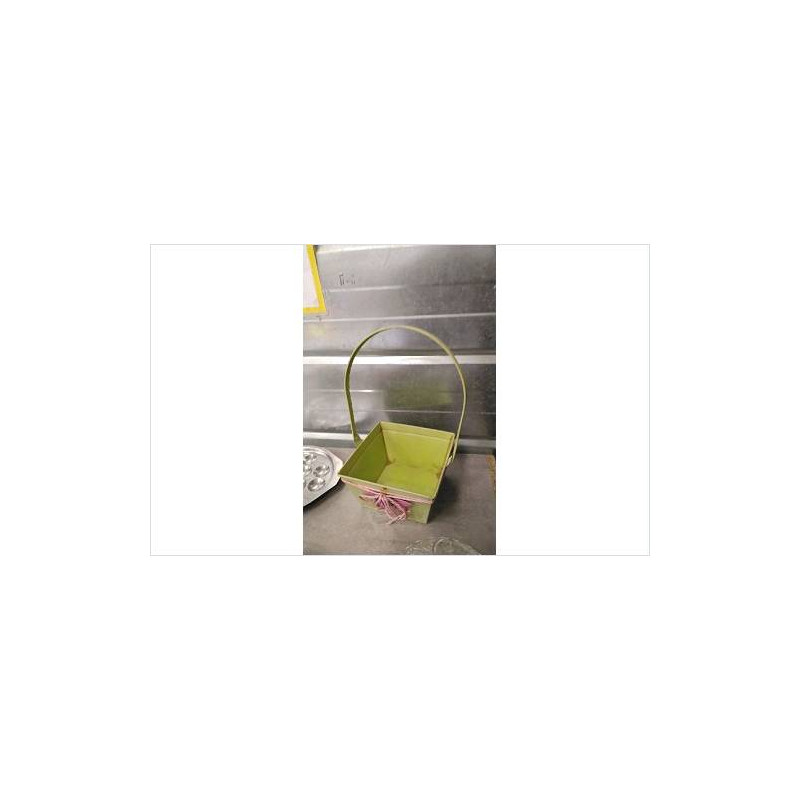 CACHE POT - PANIER METAL VERT