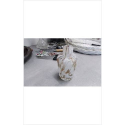VASE VERRE PM BLANC ET DORE 