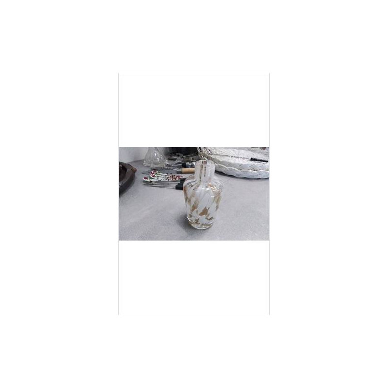 VASE VERRE PM BLANC ET DORE 