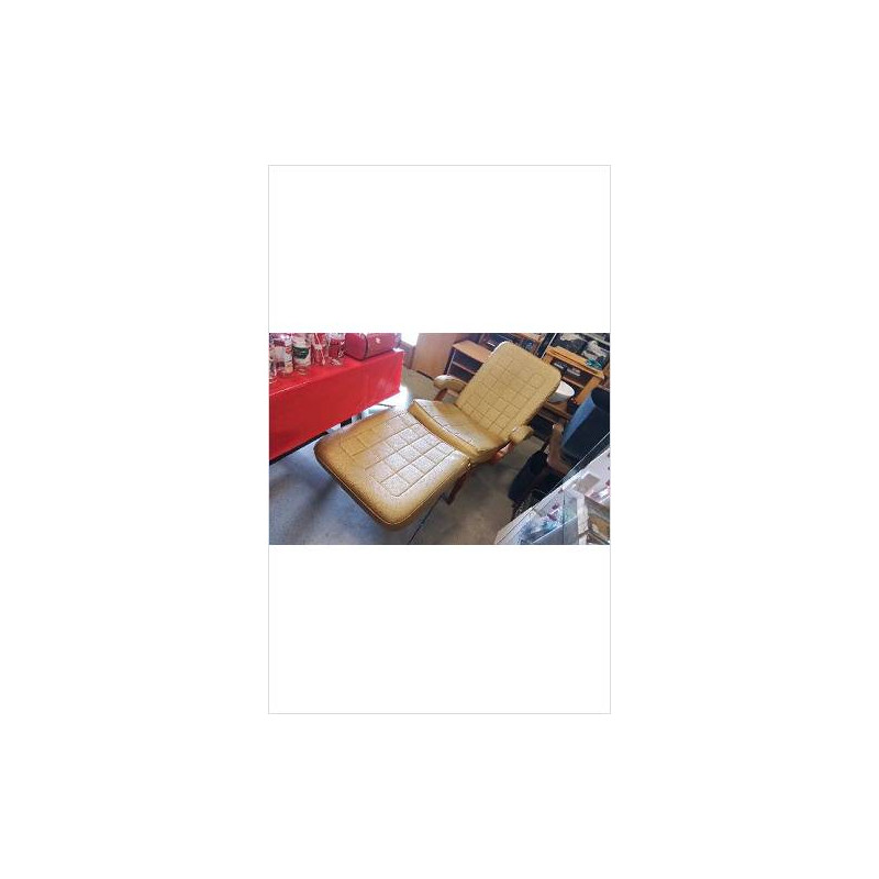 FAUTEUIL DEPLIABLE BOIS DORE ET LAITON 