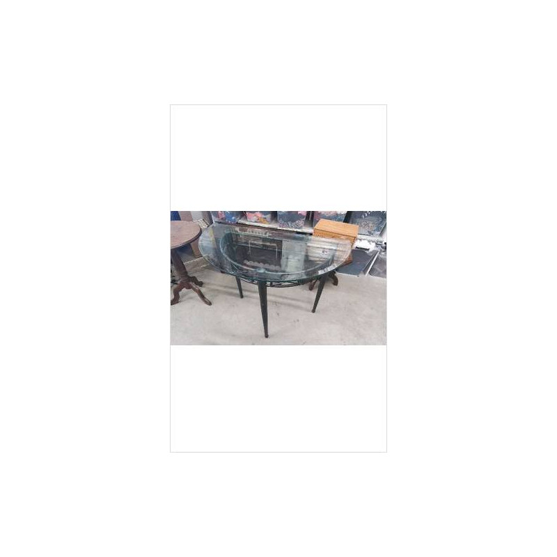 CONSOLE 1/2 LUNE FER VERRE BISEAUTE 