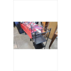 ETAGERE METAL DESSUS VERRE 