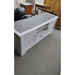 MEUBLE TELE  BLANC ET GRIS