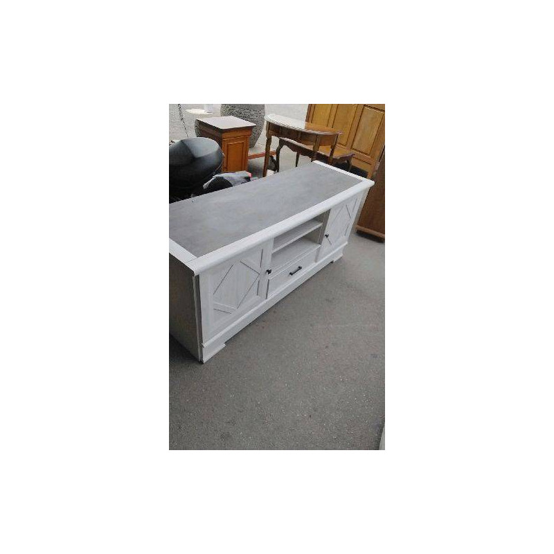 MEUBLE TELE  BLANC ET GRIS