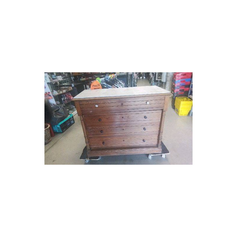 COMMODE 4 TIROIRS DESSUS MARBRE - EN L’ÉTAT 