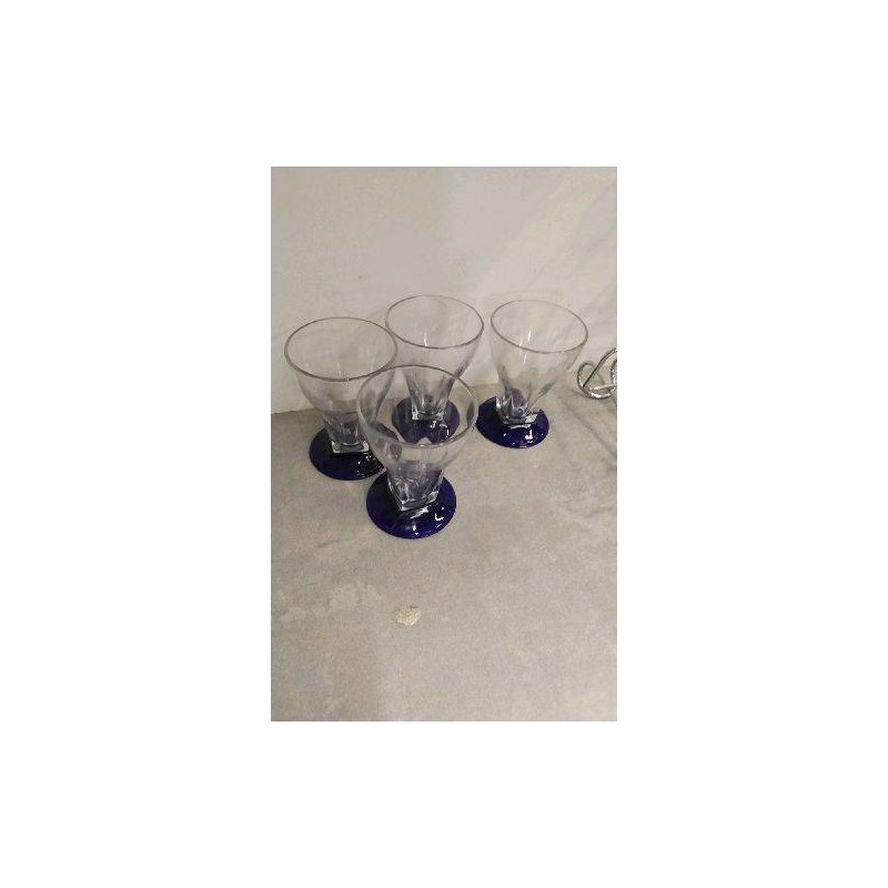 VERRES PIED BLEU X4 