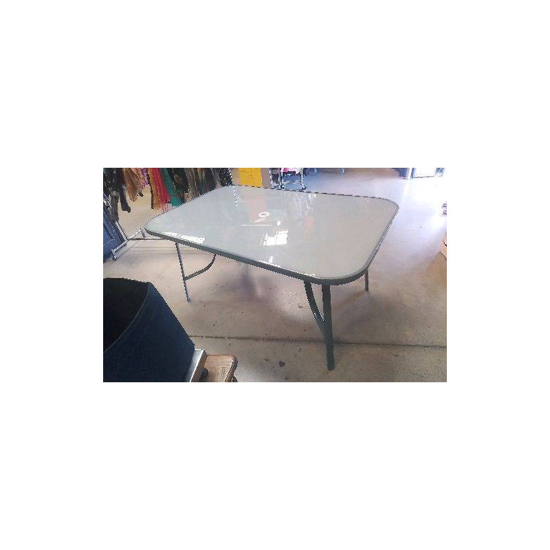 TABLE DE JARDIN FER VERRE + 6 FAUTEUILS