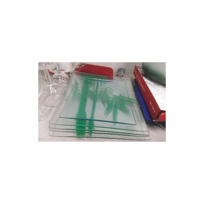 ASSIETTES VERRE CARREES 