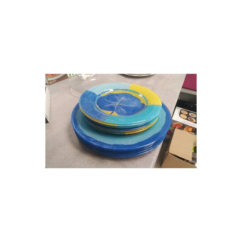 ASSIETTES VERRE BLEUES 