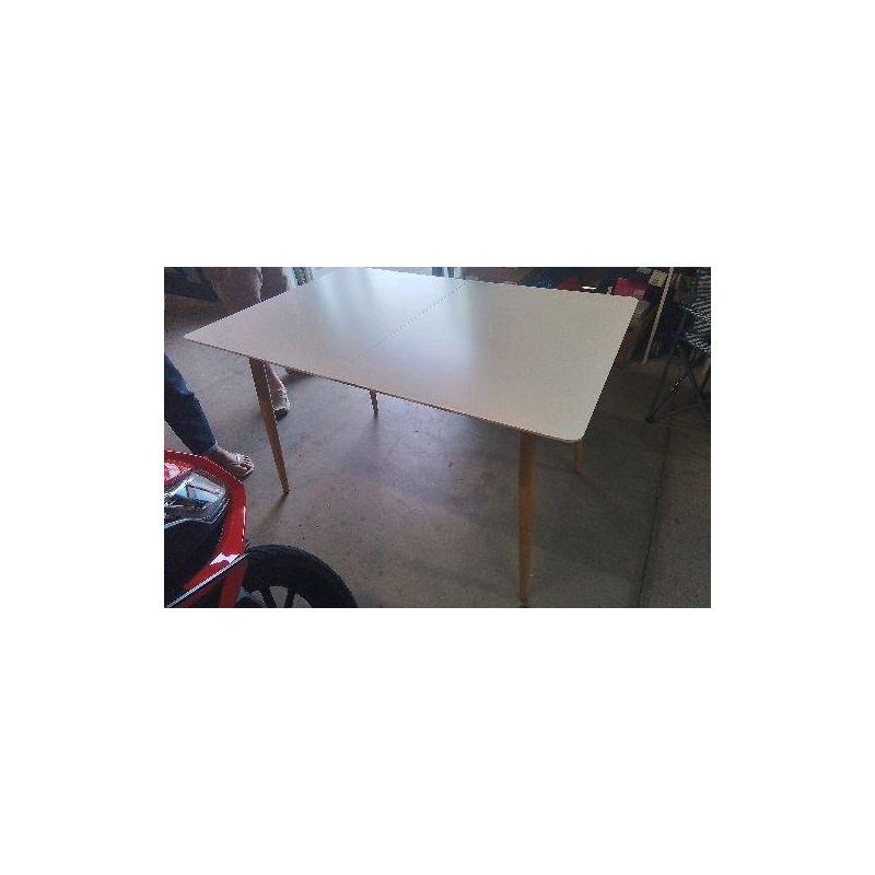 TABLE RECT BLANCHE PIEDS BOIS 120X80