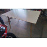 TABLE RECT BLANCHE PIEDS BOIS 120X80