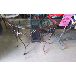 CONSOLE 1/2 LUNE FER VERRE 