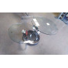 TABLE BASSE VERRE 2 PLATEAUX RONDS PIVOTANTS 