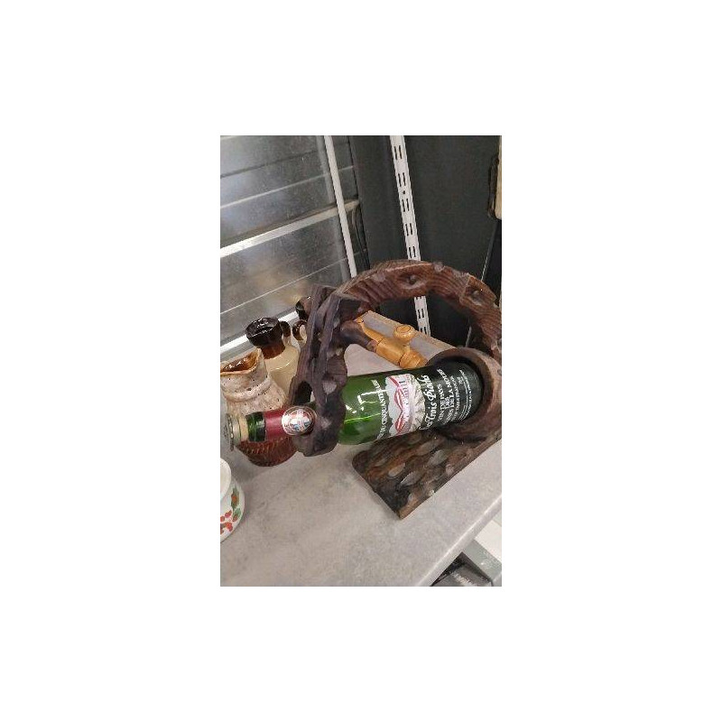 SUPPORT BOUTEILLE BOIS + BOUTEILLE DECO