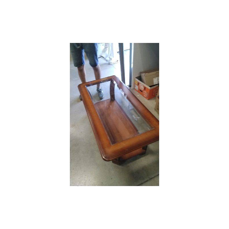TABLE BASSE MERISIER- VERRE