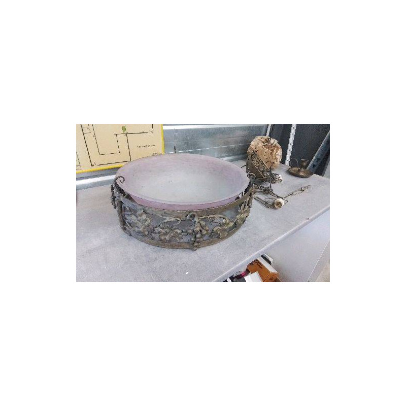 SUSPENSION METAL DORE PATE DE VERRE 