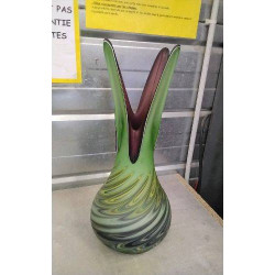 VASE PATE DE VERRE VERT...