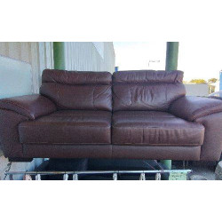 CANAPE CUIR MARRON 3 PLACES 
