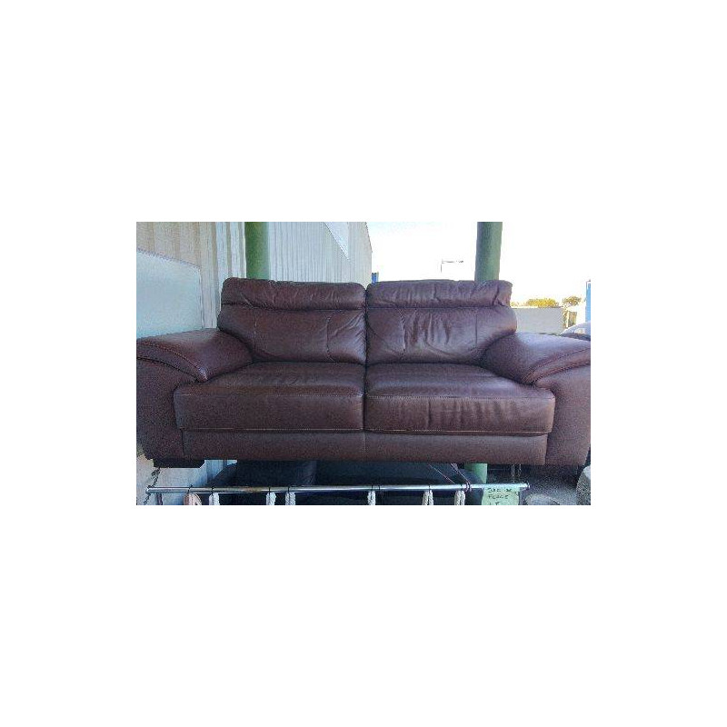 CANAPE CUIR MARRON 3 PLACES 