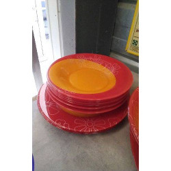 ASSIETTES VERRE ROUGE ORANGE