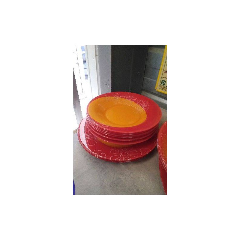 ASSIETTES VERRE ROUGE ORANGE