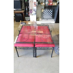 TABLE BASSE FER VERRE + 4...