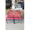 TABLE BASSE FER VERRE + 4 TABOURETS 