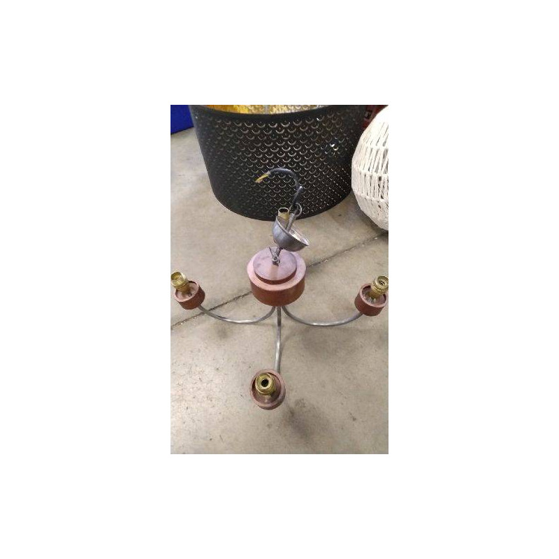 LUSTRE 4 BRANCHES CUIR