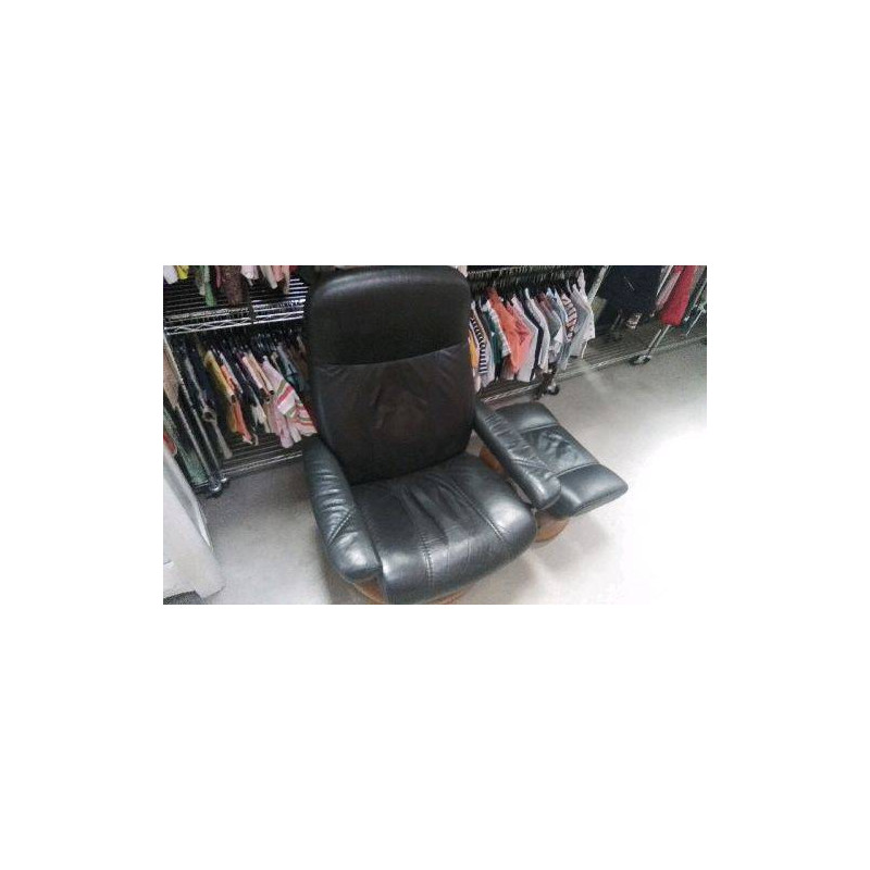 FAUTEUIL RELAX NOIR + REPOSE PIED 