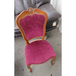 CHAISE BOIS VELOURS ROUGE