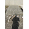 TABLE FER ECRU DESSUS VERRE 