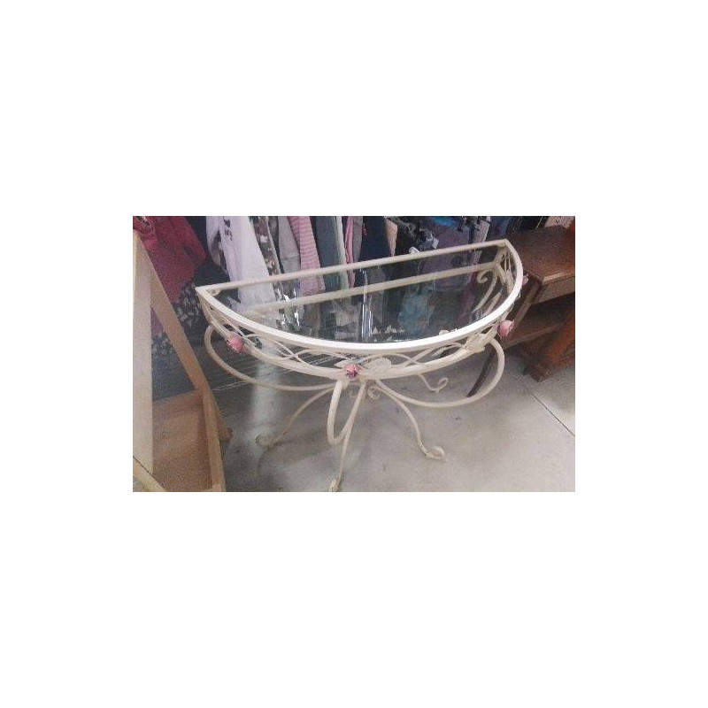 CONSOLE DEMI LUNE VERRE METAL