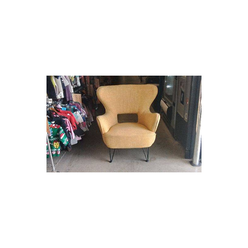 FAUTEUIL CONTEMPORAIN- JAUNE - PIED MÉTAL 